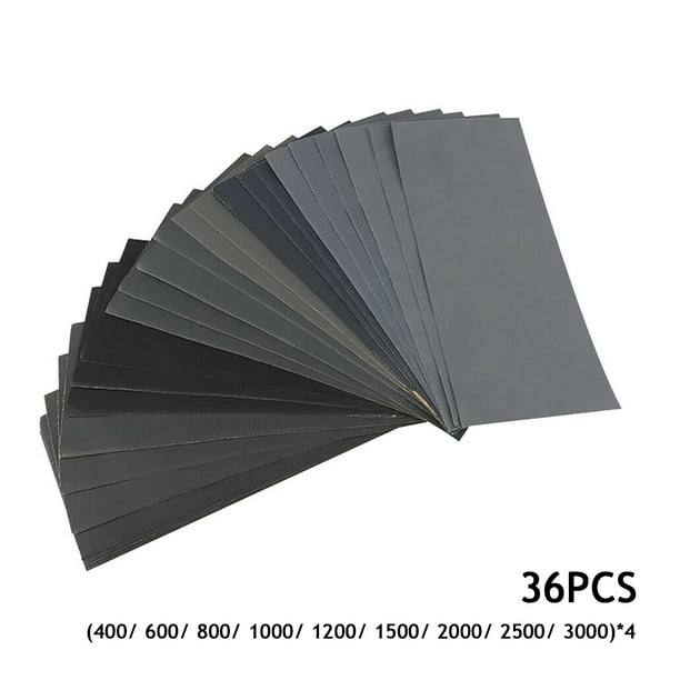 36PCS Wet Dry Sandpaper 400-3000 Grit Assortment  Abrasive Paper Sheet Sanding